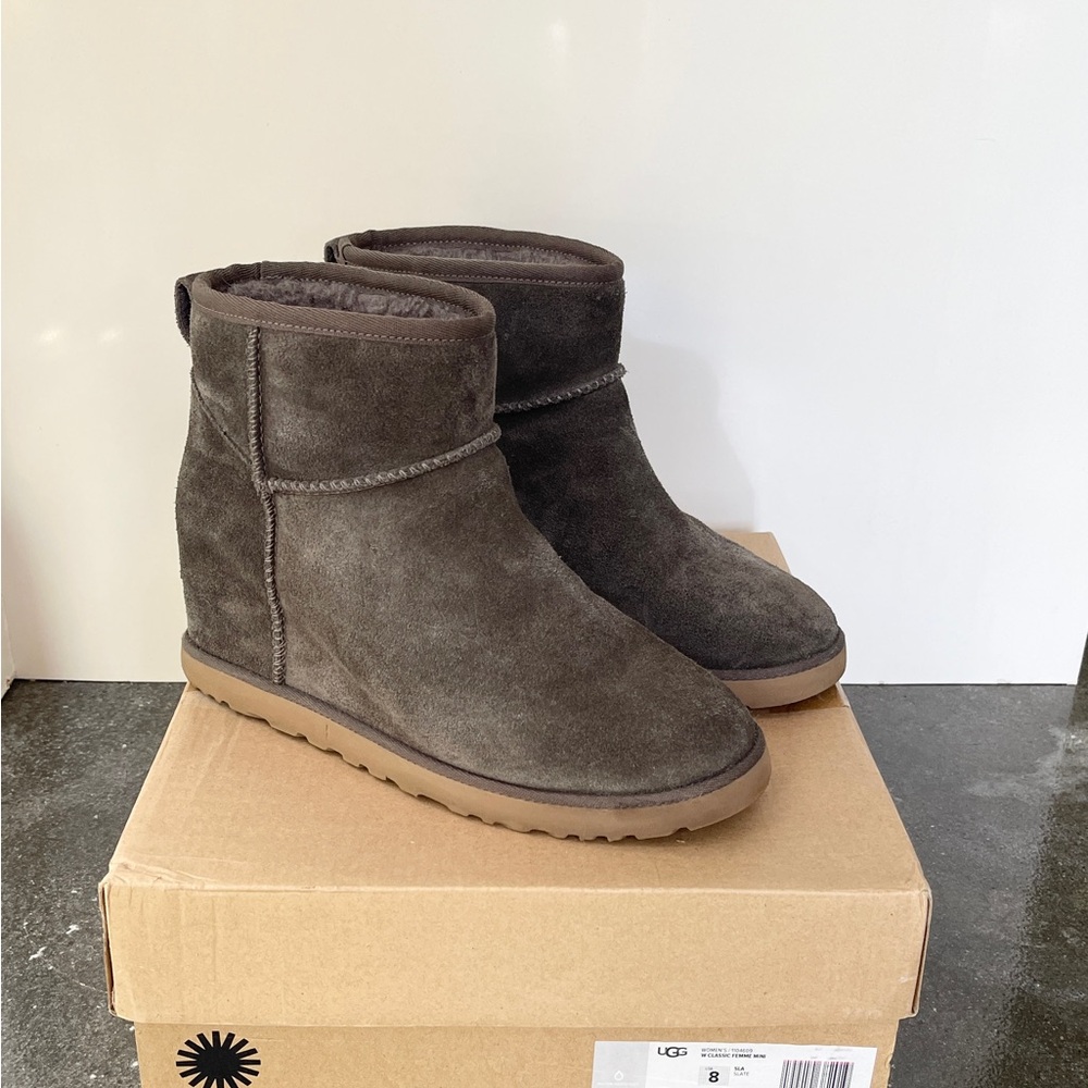 UGG Suede Wedge Boots in Slate.